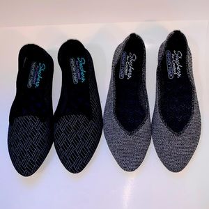 Skechers NEW Lot of 2 Cleo Stretch Fit Knit Air-Cooled Ballet Flat Pointy Toe